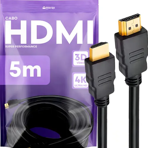 [CERTIFICADO] Cabo HDMI 5m Gold 4K 120Hz - Blindado ⚡
