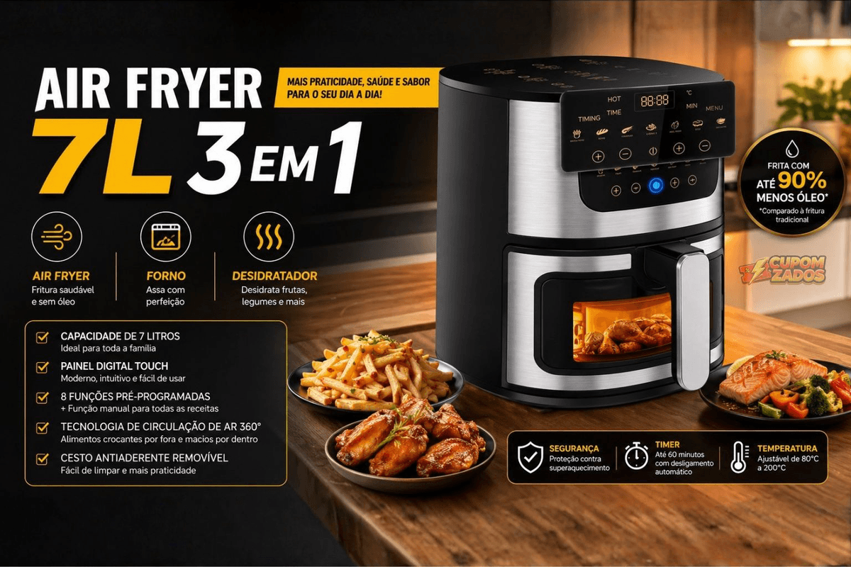 Air Fryer 7L 3em1 Mondial - Garantia Oficial ⚡ na Promoção: Compre Agora ou Espere?
